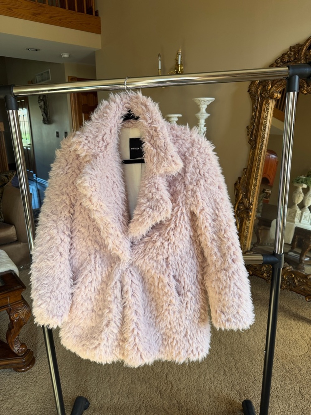 Fifteen Twenty Blush Pink Faux Fur Jacket